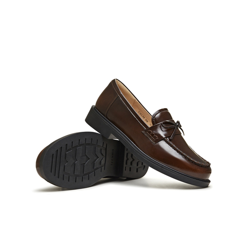 天美意2026春新款商场同款简约蝴蝶结皮鞋乐福鞋女单鞋CXC58AA6