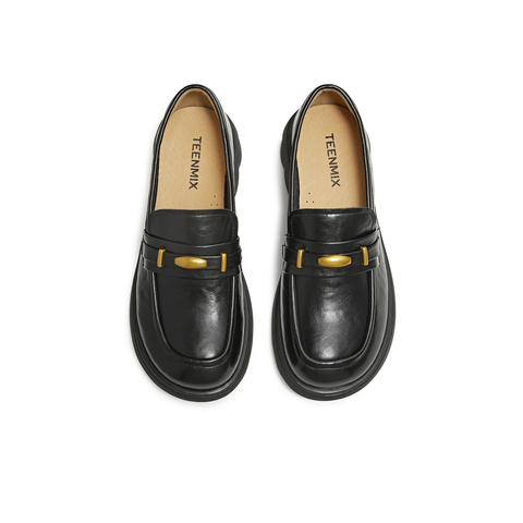 天美意2026春新款厚底英伦复古休闲百搭乐福鞋女鞋KE082AA6