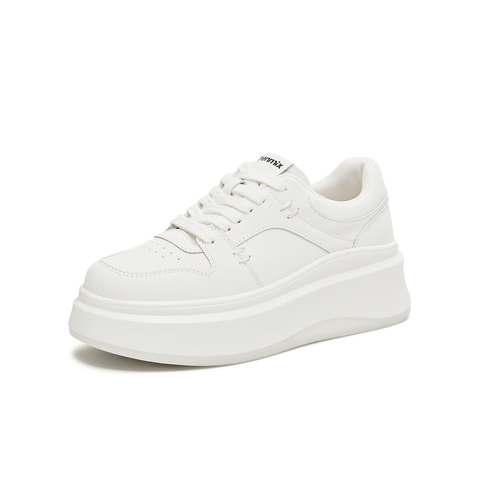 天美意2026春商场同款厚底增高简约小白鞋女休闲板鞋BM491AM6