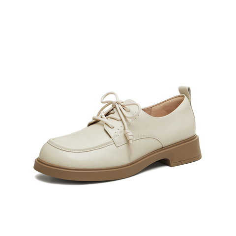 天美意2026春新款商场同款厚底英伦系带乐福鞋女单鞋COY49AM6