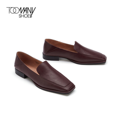 Toomanyshoes女鞋2021年新款那不勒斯复古方头一脚蹬单鞋女乐福鞋