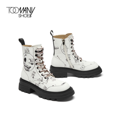 Toomanyshoes女鞋2022秋季新款星星眼emoji联名系列厚底涂鸦短靴