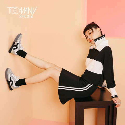 Toomanyshoes女鞋2022秋季新品ryan拼接厚底舒适运动休闲鞋板鞋