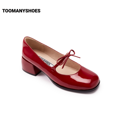 Toomanyshoes女鞋23春新款人间芭比圆头粗跟可爱蝴蝶结玛丽珍单鞋