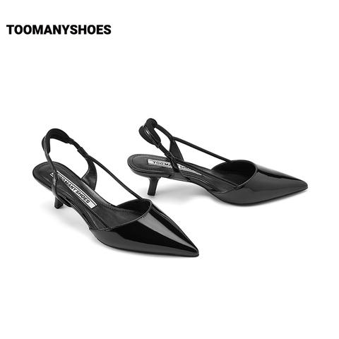 Toomanyshoes女鞋23春新款穿搭公式舒适通勤尖头细跟后空凉鞋单鞋