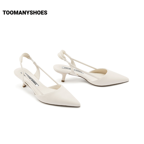 Toomanyshoes女鞋23春新款穿搭公式舒适通勤尖头细跟后空凉鞋单鞋