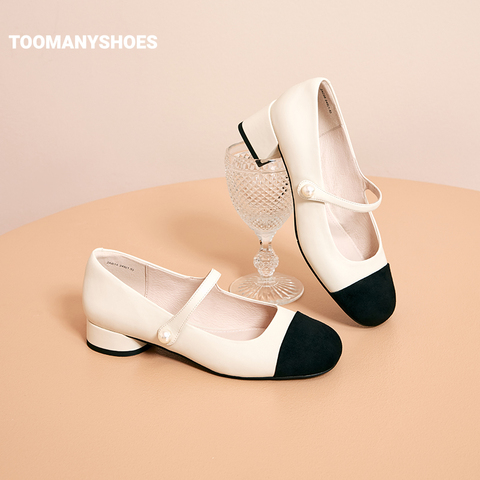 Toomanyshoes女鞋2023春新款落跑甜心珍珠装饰法式复古玛丽珍单鞋