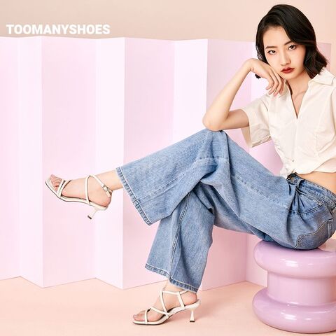 Toomanyshoes女鞋2023夏季新款绕圈圈法式时装凉鞋外穿细带高跟鞋