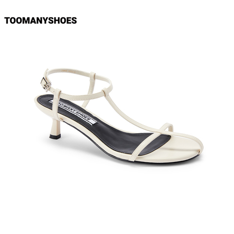 Toomanyshoes女鞋2023夏新款二分之一一字带凉鞋法式高跟鞋
