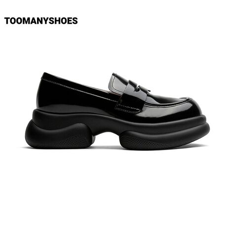 Toomanyshoes单鞋女23新款amber时髦小皮鞋复古学院风厚底乐福鞋