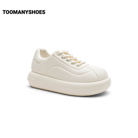 Toomanyshoes2023秋季新款3D空间厚底系带时尚休闲鞋女单鞋小白鞋