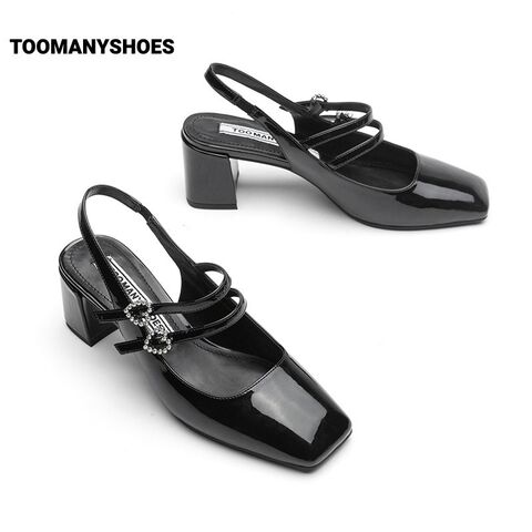 Toomanyshoes单鞋女2023新款包头凉鞋银河甜心后空高跟银色玛丽珍