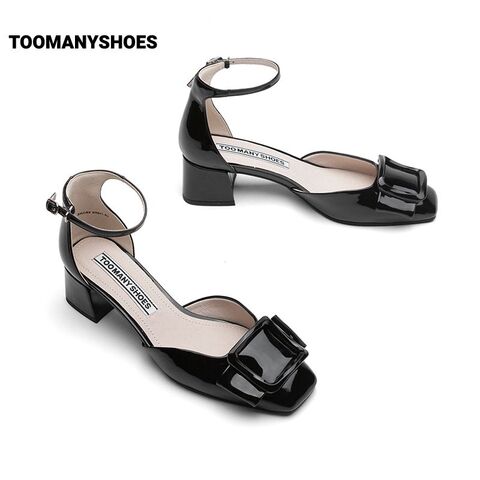 Toomanyshoes女鞋2023年秋季新款黄金比例中高跟方扣外穿浅口单鞋