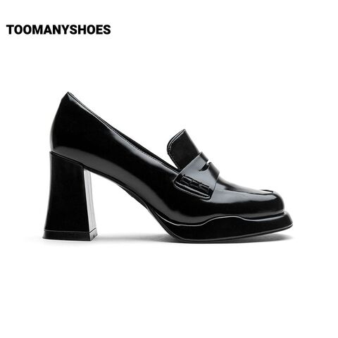 Toomanyshoes厚底乐福鞋女23新款黑魔法复古玛丽珍小皮鞋高跟单鞋