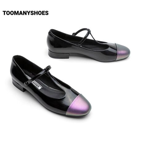 Toomanyshoes女鞋2023年新款闪耀定格圆头低跟银色玛丽珍鞋女单鞋
