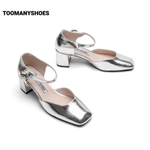 月光探戈钻饰粗跟复古玛丽珍包头凉鞋