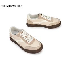 Toomanyshoes女鞋2024新款弹弹蹦床舒适平底休闲运动厚底复古板鞋