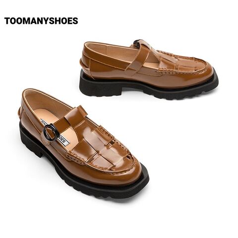 Toomanyshoes女鞋2024新款拍卖会罗马凉鞋美拉德风复古厚底乐福鞋