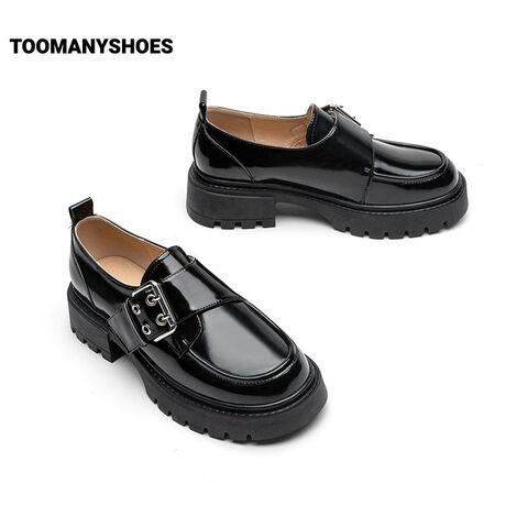 Toomanyshoes女鞋2024新款乐福鞋月光剪影英伦复古小皮鞋厚底单鞋