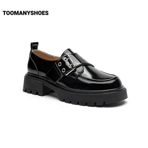 Toomanyshoes女鞋2024新款乐福鞋月光剪影英伦复古小皮鞋厚底单鞋