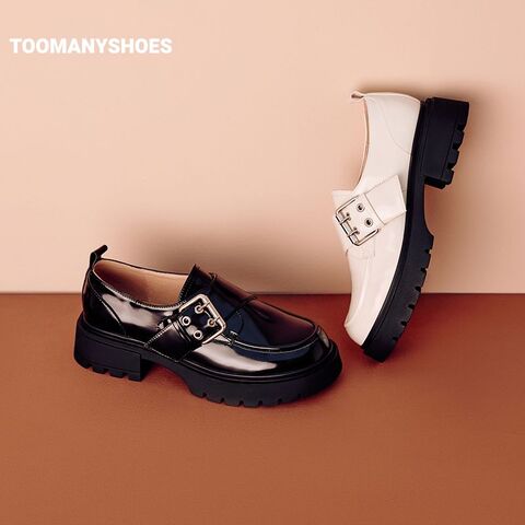 Toomanyshoes女鞋2024新款乐福鞋月光剪影英伦复古小皮鞋厚底单鞋