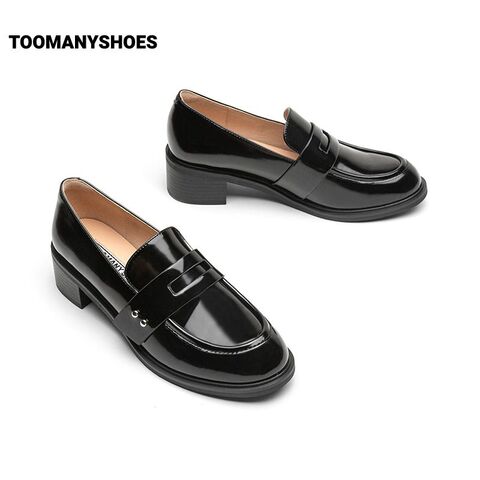 Toomanyshoes秋色梧桐学院风复古皮鞋厚底乐福鞋