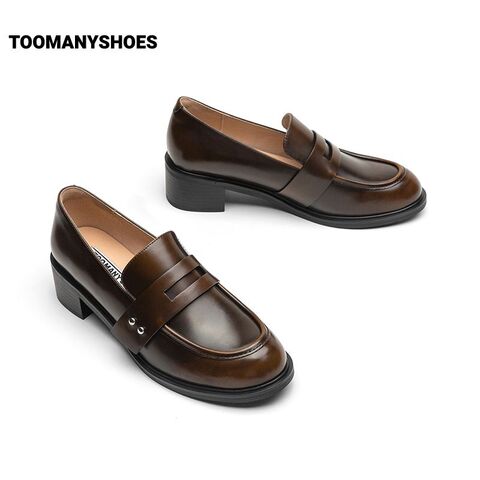 Toomanyshoes秋色梧桐学院风复古皮鞋厚底乐福鞋