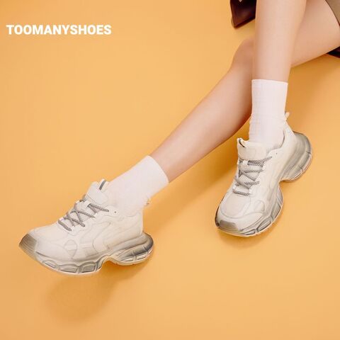 Toomanyshoes女鞋2024新款美高校园休闲运动网面鞋厚底复古老爹鞋