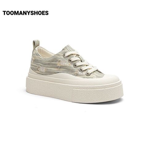 Toomanyshoes女鞋2024新款白桦林休闲板鞋松糕厚底增高时尚帆布鞋