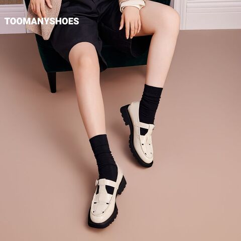 Toomanyshoes女鞋2024新款拍卖会罗马凉鞋美拉德风复古厚底乐福鞋