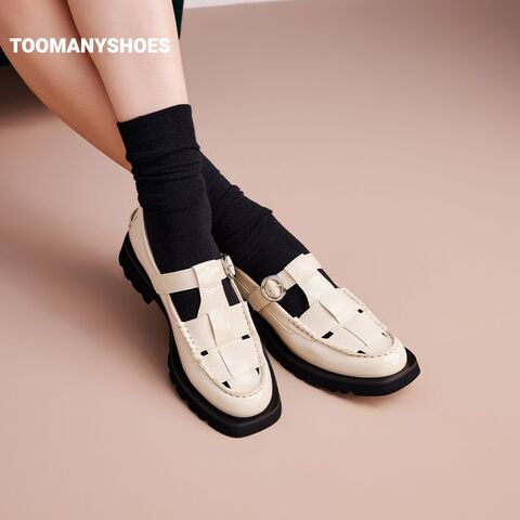 Toomanyshoes女鞋2024新款拍卖会罗马凉鞋美拉德风复古厚底乐福鞋