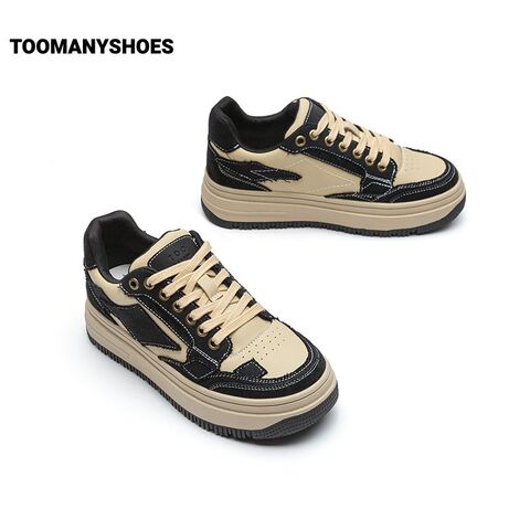 Toomanyshoes女鞋2024新款牛仔补丁休闲运动鞋不撞款厚底复古板鞋