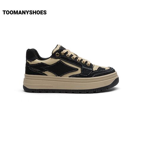 Toomanyshoes女鞋2024新款牛仔补丁休闲运动鞋不撞款厚底复古板鞋
