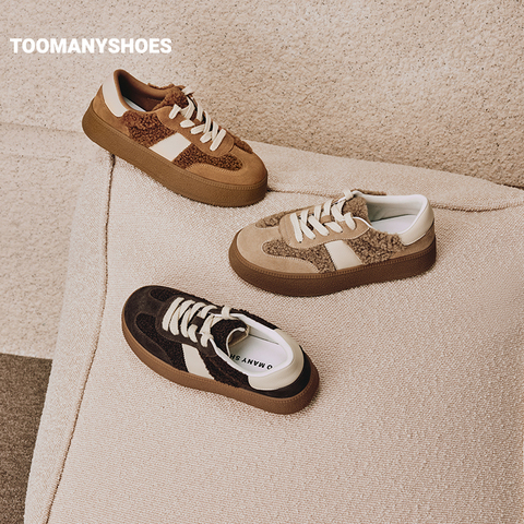 Toomanyshoes女鞋24新款落日森林复古阿甘德训鞋反绒厚底增高板鞋
