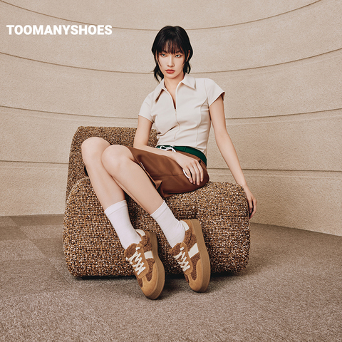 Toomanyshoes女鞋24新款落日森林复古阿甘德训鞋反绒厚底增高板鞋