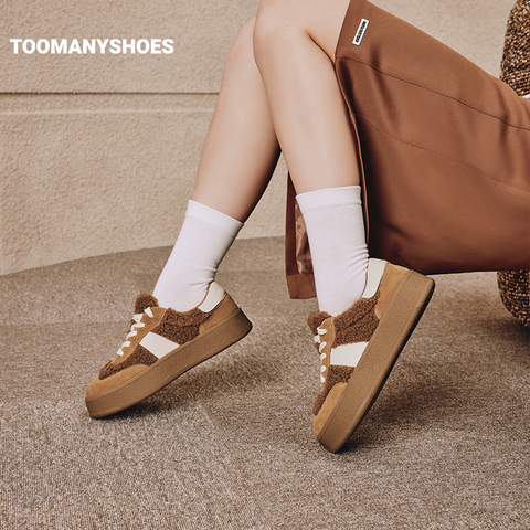 Toomanyshoes女鞋24新款落日森林复古阿甘德训鞋反绒厚底增高板鞋