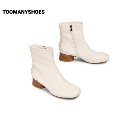 Toomanyshoes靴子2024秋冬新款米兰达瘦瘦靴侧拉链粗高跟时装靴女