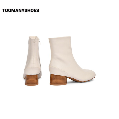 Toomanyshoes靴子2024秋冬新款米兰达瘦瘦靴侧拉链粗高跟时装靴女