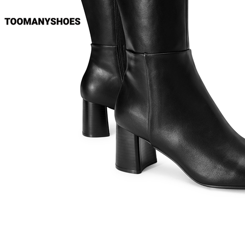 Toomanyshoes靴子2024秋冬新款气场全开高跟长靴高筒骑士靴女显瘦