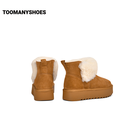 Toomanyshoes雪地靴2024冬新款暖融融保暖棉鞋美拉德风厚底短靴子