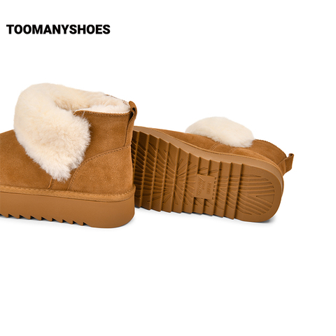 Toomanyshoes雪地靴2024冬新款暖融融保暖棉鞋美拉德风厚底短靴子