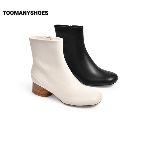 Toomanyshoes靴子2024秋冬新款米兰达瘦瘦靴侧拉链粗高跟时装靴女