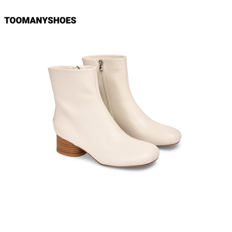 Toomanyshoes靴子2024秋冬新款米兰达瘦瘦靴侧拉链粗高跟时装靴女