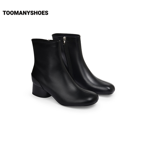 Toomanyshoes靴子2024秋冬新款米兰达瘦瘦靴侧拉链粗高跟时装靴女