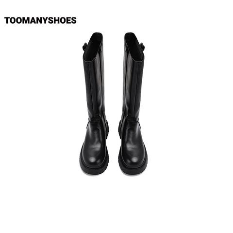 Toomanyshoes靴子2024秋冬新款打马球粗高跟长靴显瘦工装骑士靴女