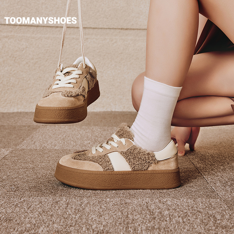 Toomanyshoes女鞋24新款落日森林复古阿甘德训鞋反绒厚底增高板鞋