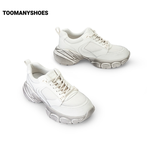 【明星同款】Toomanyshoes脏脏包厚底运动男女网鞋银色情侣老爹鞋