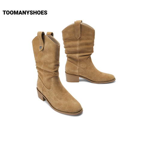 孙千同款Toomanyshoes秋日记忆美拉德堆堆靴骑士靴女