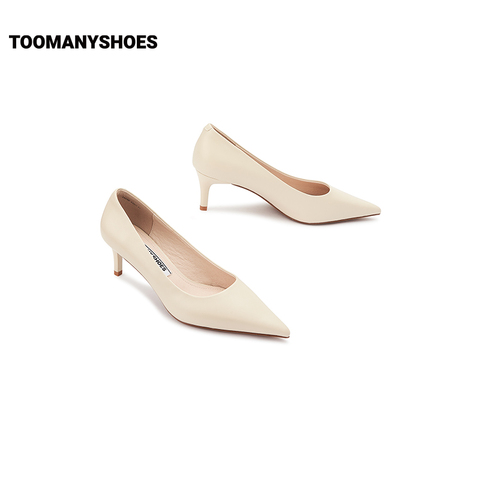 Toomanyshoes女鞋2024新款通勤俏佳人尖头细高跟法式优雅浅口单鞋