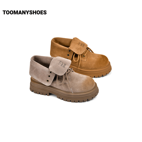 Toomanyshoes靴子24秋冬新款硫磺石厚底短靴工装大黄靴真皮马丁靴